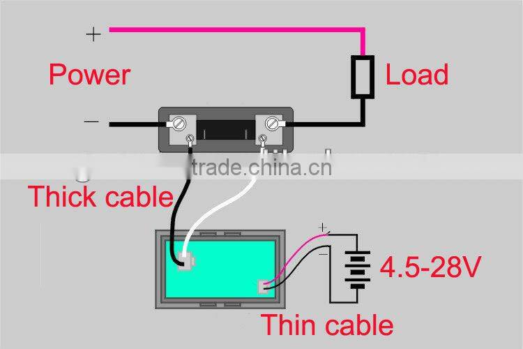 Blue LED display DC0 - 50A dc ampere meter with shunt