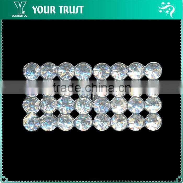 3MM Rhinestone Triangle Chain Connector Rhodium Metal Belt Buckle