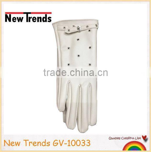 Sky blue color leather girls glove