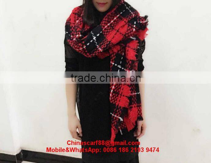 Wholesale plaid cashmere shawl