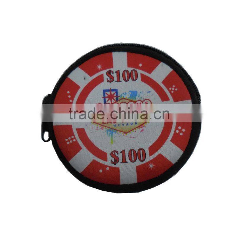 eco-friendly neoprene waterproof mini pouch, round shape wallet/purse handbag, pocket money/keys mini handbag for gift