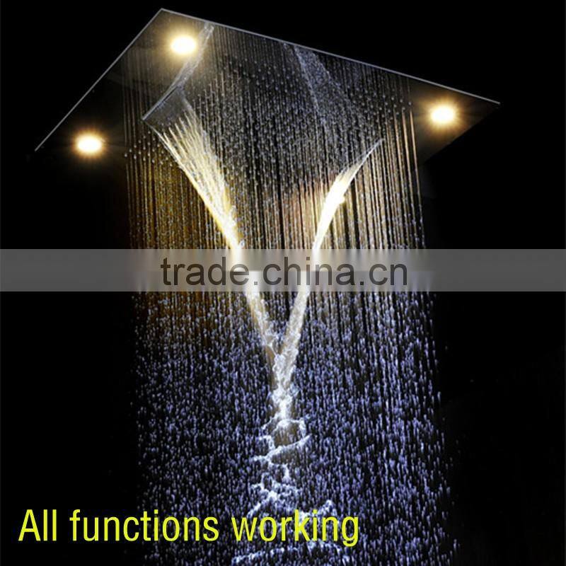Wholesale modern LED ceiling shower set rainfall waterfall shower head hot cold high flow bath shower mixer bathroom accessories