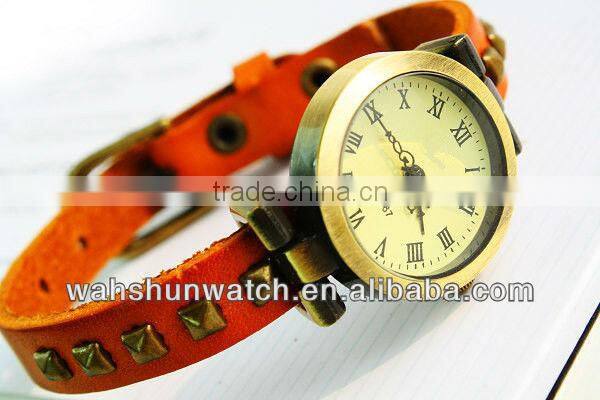top rated factory direct selling cheap rivets strap women leather watch for gifts