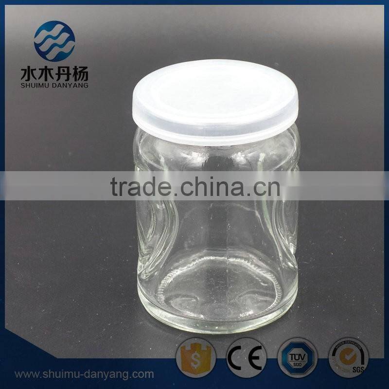 200ml heart shaped glass pudding bottle milk bottle with plastic lid