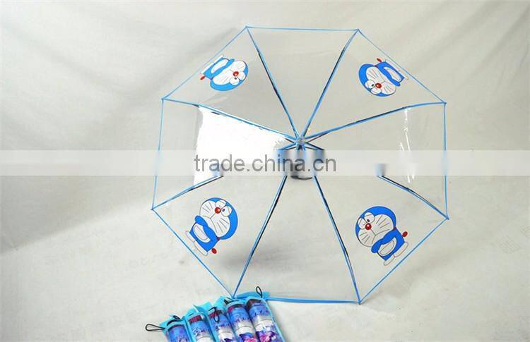 cartoon transparent 3 folding clear umbrella