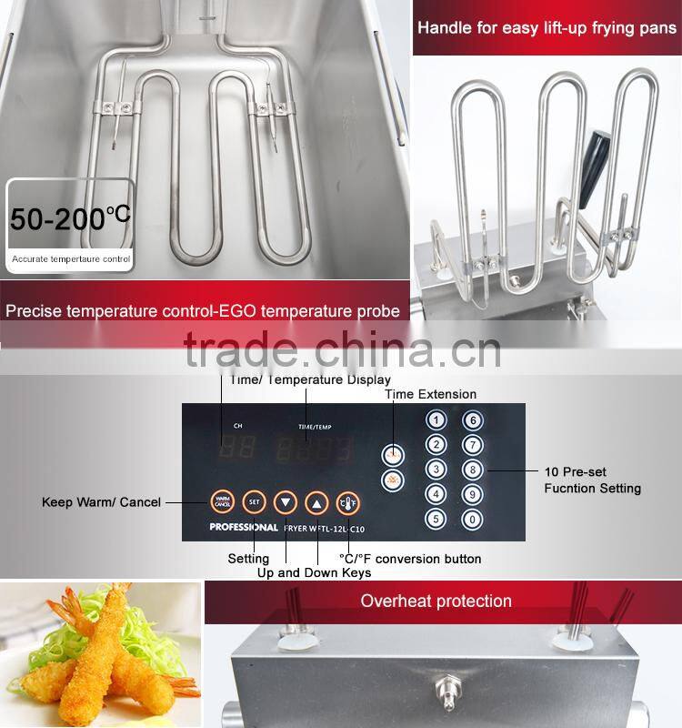 2016 New Product Stainless Steel Potato Fryer with Auto Lift Function 8L Restaurant Use
