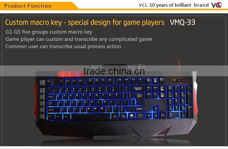 USB Multimedia gaming keyboard mouse with 7 colors LED backlit
