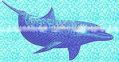 dolphin pattern glass mosaic for swimming pool
