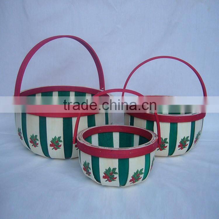 Gift basket for Christmas day decoration with handle