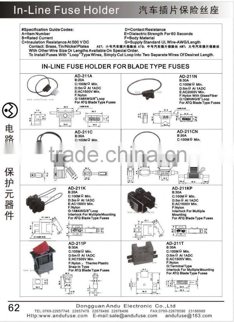 inline waterproof fuse holder with blade fuse