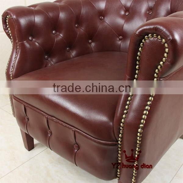 Red color leather single sofa chair with low back rest YZA501