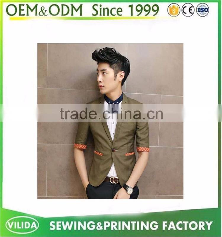 OEM Custom Design Wholesale Men's Trim Fit Casual Short Navy Blazer