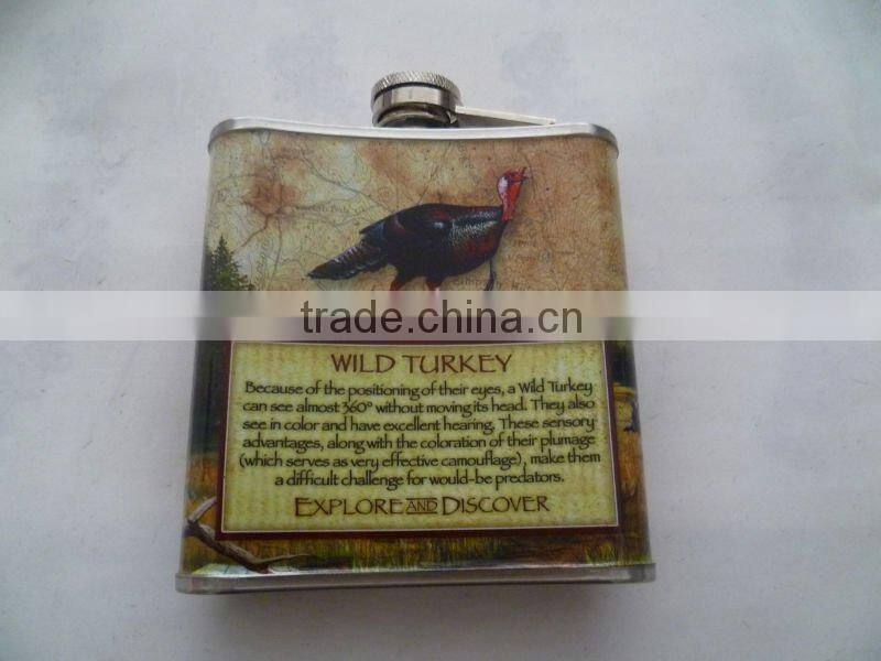 6oz Water-tranfer hip flask stainless steel