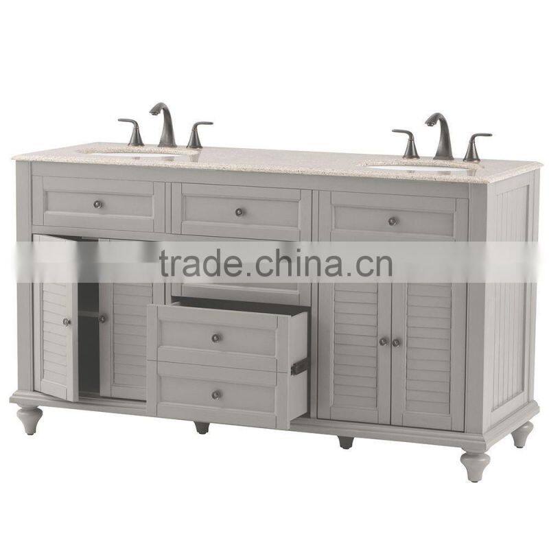 Grey 60" double cupc sinks bathroom vanity wholesale