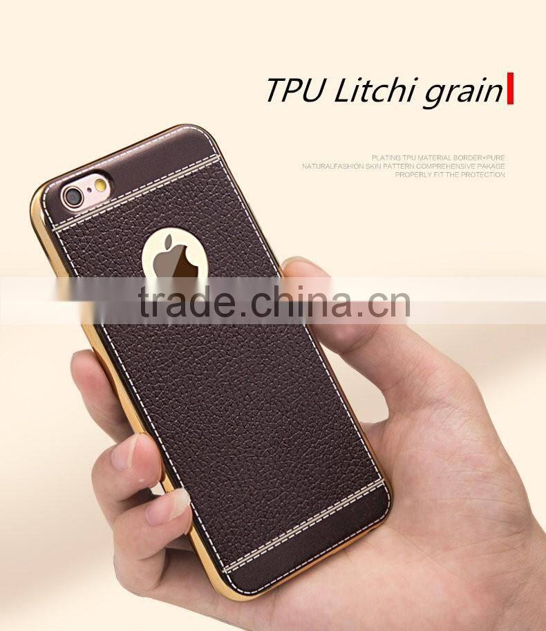 Litchi Grain Luxury Plating TPU Cover Case for iPhone 7 7 Plus Soft Silicone Plating Bumper Case for iPhone 7 7 Plus