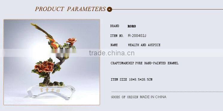 RORO Wealth and Auspice peony enamel pewter crystal decorative article for home decoration