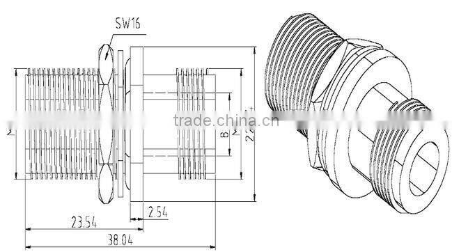 N female to female bulkhead connector adapter