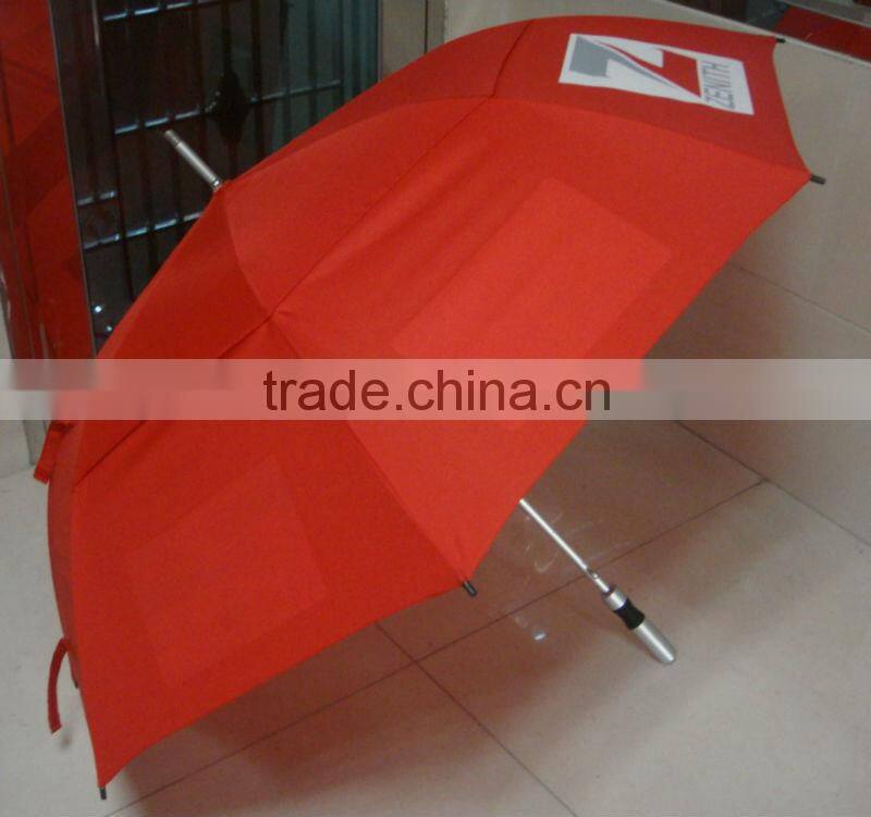 red Top quality automatic advertising dual layers aluminum golf umbrella