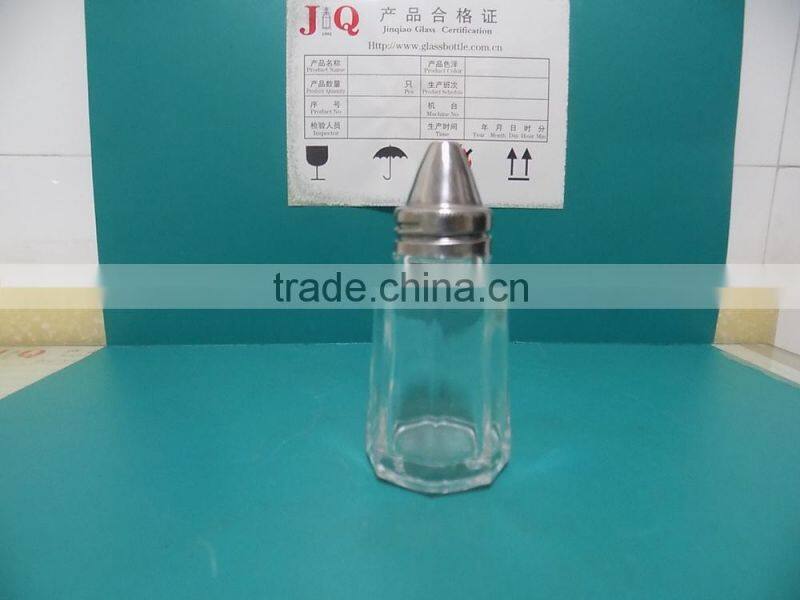 different glass spicy jar with stainless steel caps