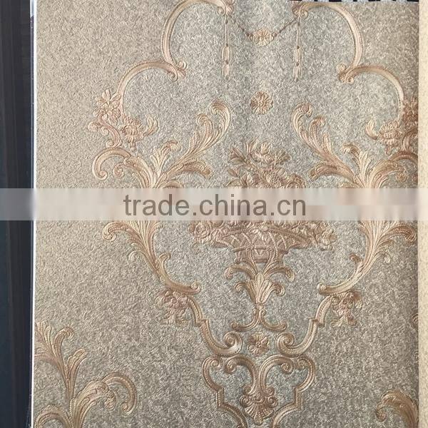golden pattern deep embossed vinyl wallpaper