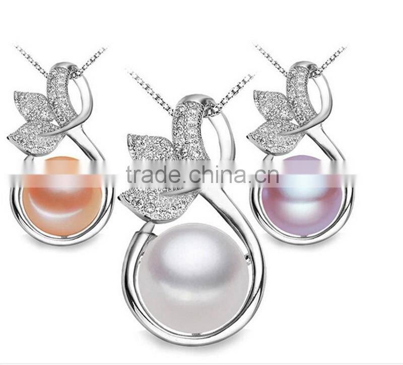 2016 New Pearl Jewelry,100% Genuine Sterling Silver Jewelry For Women Gift Natural Freshwater Pearl Pendant Necklace