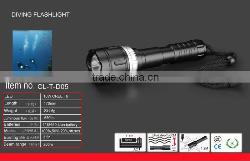 1000lm super bright xml t6 dive torch adjustable beam