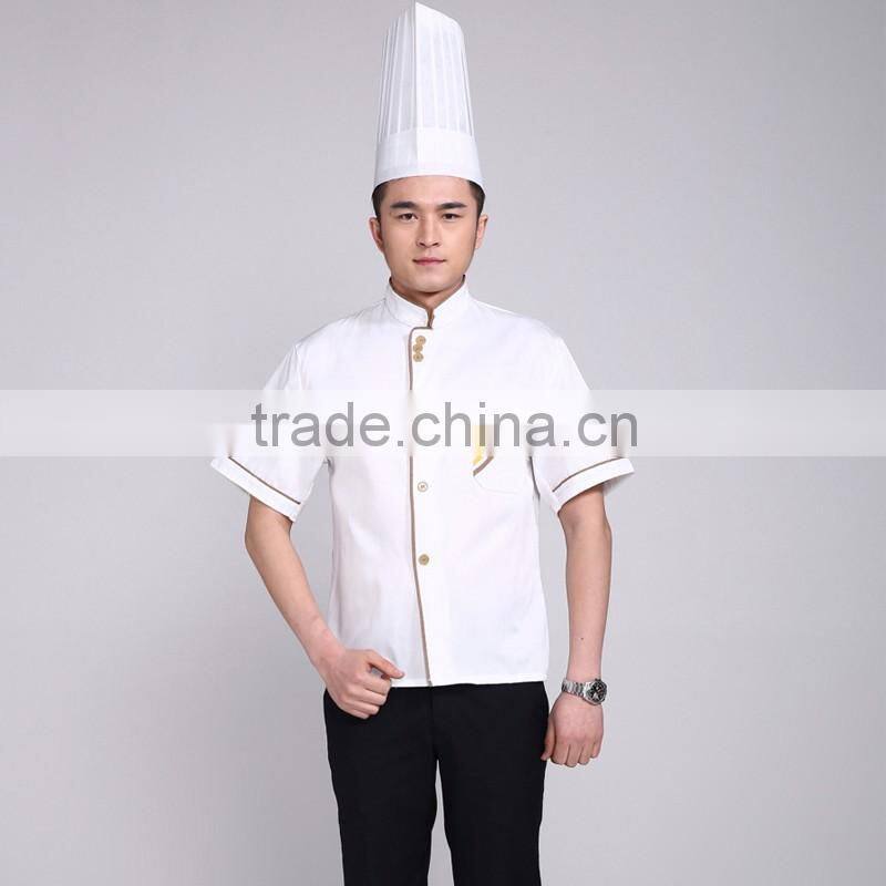 customized with good quality cotton/polyester buttons chef coat