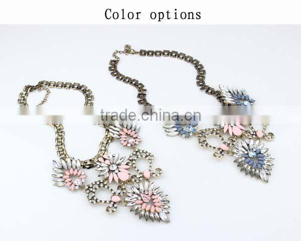 New Luxury Multicolor Flower Vintage Choker Collar Pendant Statement Necklace Women Fashion Necklaces for Women 2014