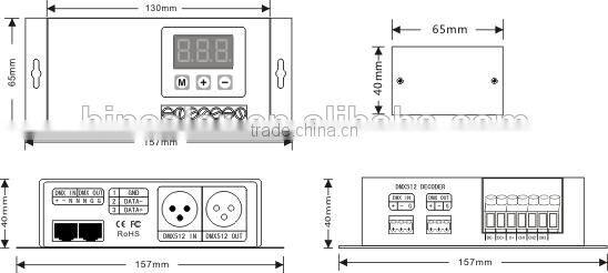 3 Channels DMX-512 Decoder Controller for RGB LED Lamp Light Multi-functional Full-color Controller