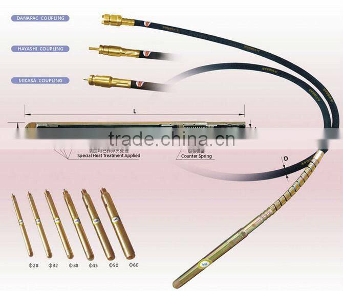 Australian type 38mm,6mtrs Concrete Vibrator Shaft (3 prong head joint)
