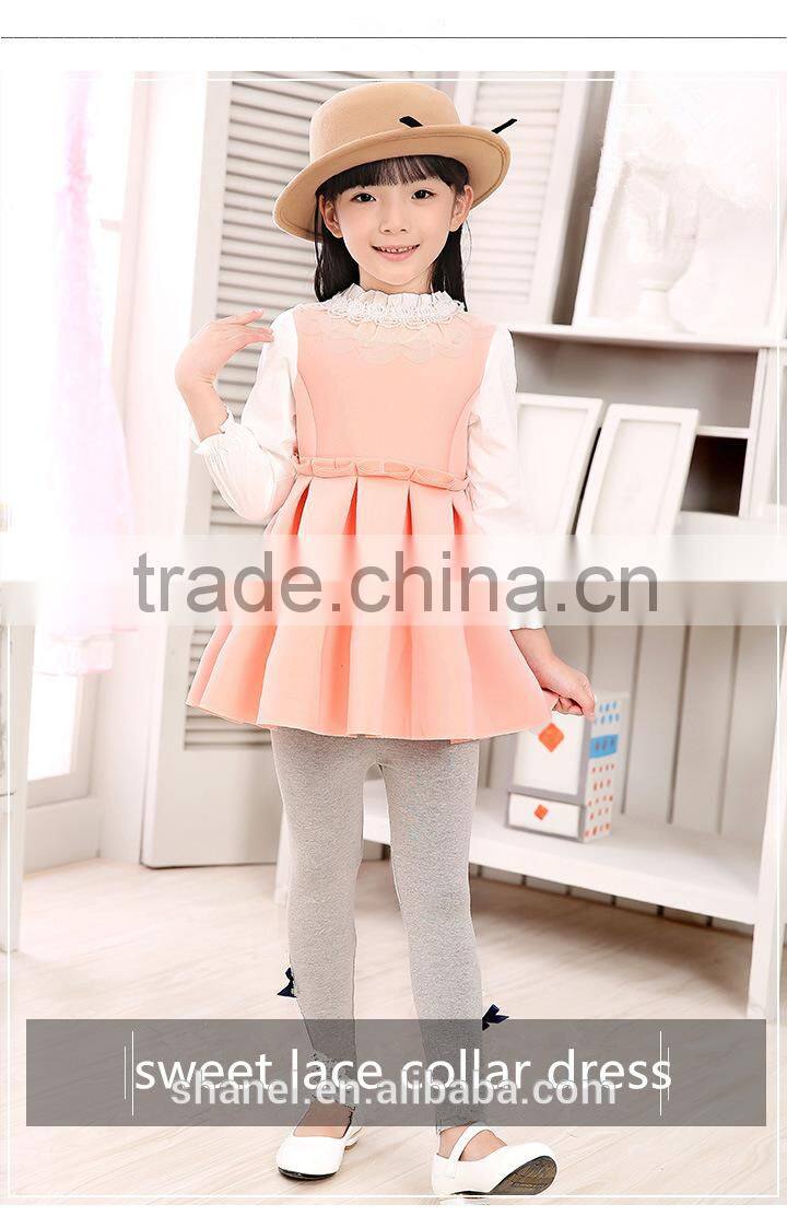 hot sale girls cotton lace collar dress 2015 new ruffle princess dress