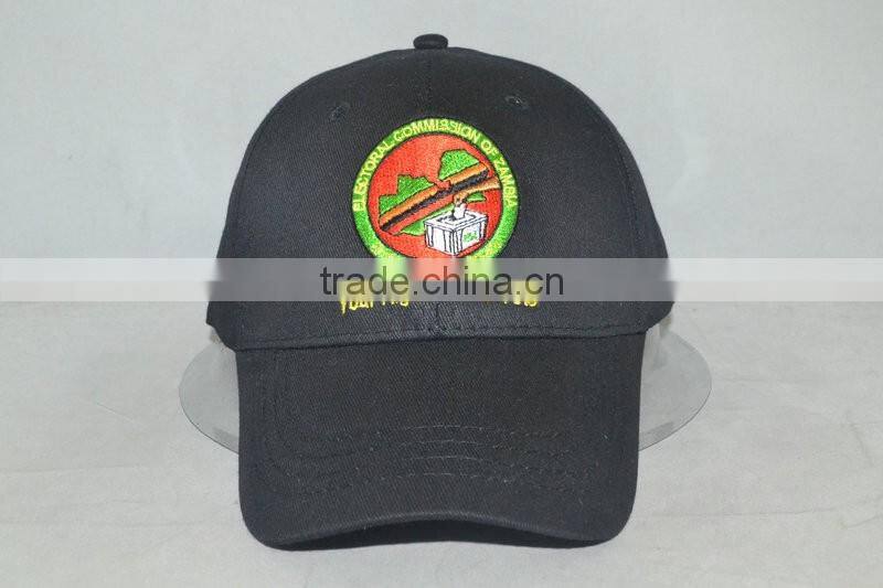 Guangzhou hat factory professional custom / 100% cotton /6 panel / embroidery logo/black baseball cap