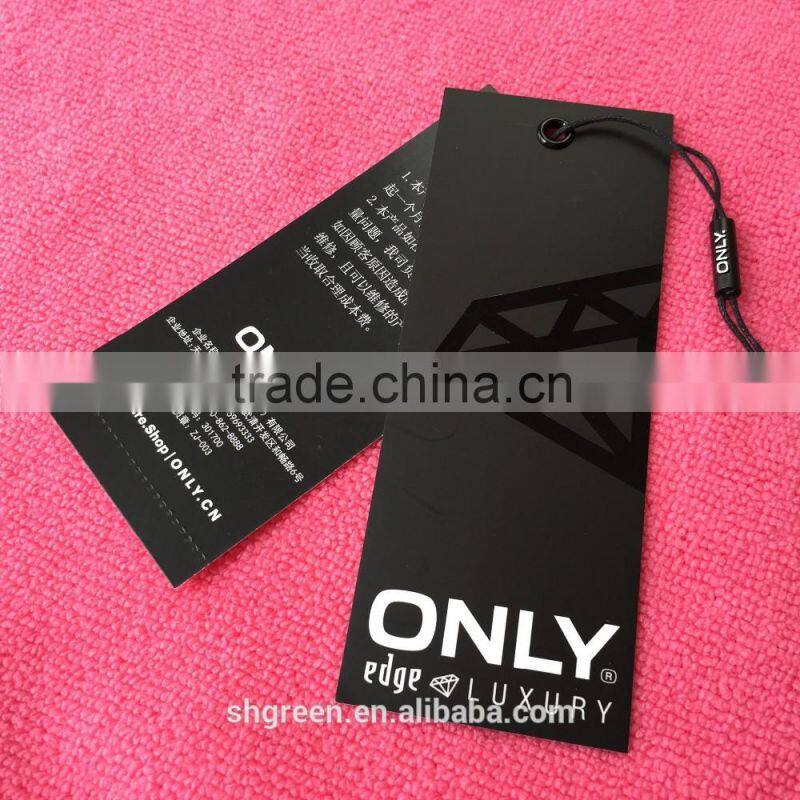 High quality Spot UV light brand name special paper hangtag