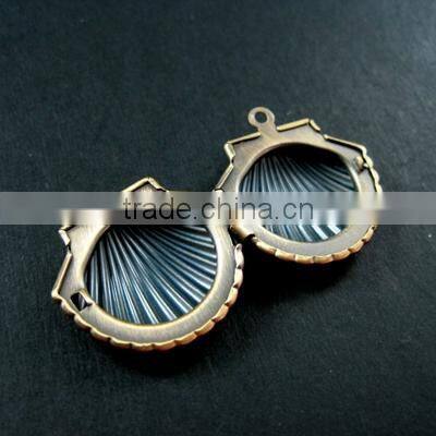 20x22MM antiqued bronze brass shell photo locket pendant charm DIY supplies 1191029