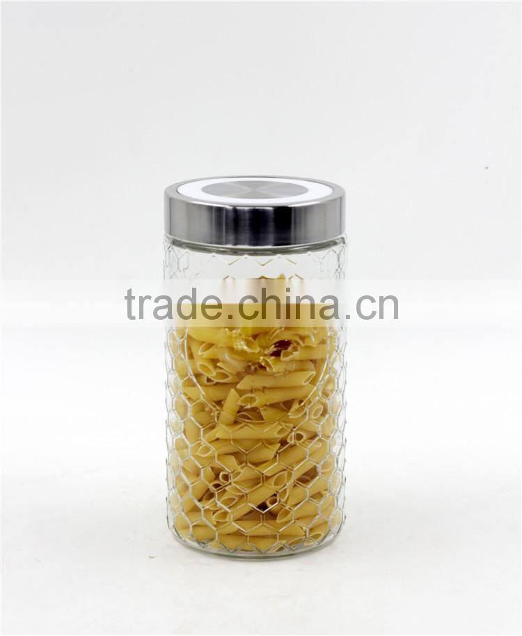 embossing cock glass canister jar