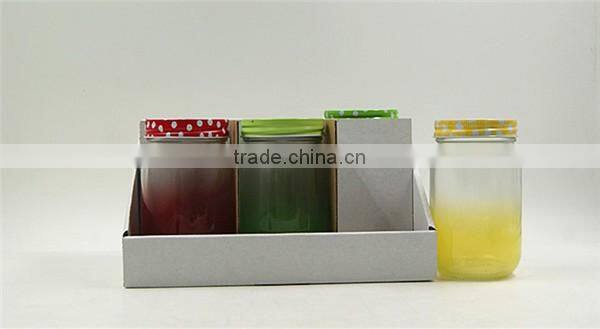 Clear glass jar glass mason jar with straw metal lid