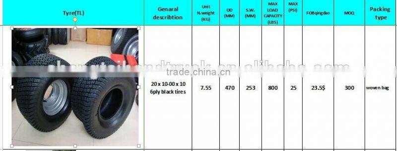 Grey and Black color 20x10.00-10 non-marking tires