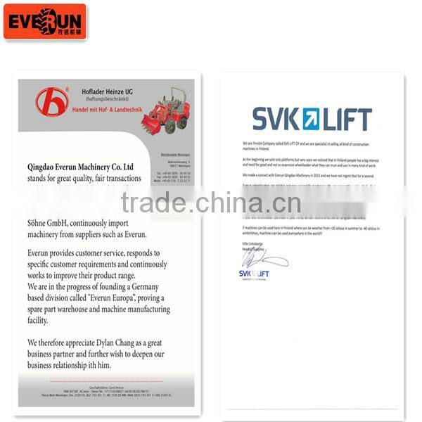 Qingdao Everun 1.6 Ton Small Wheel Loader with Pallet Forks