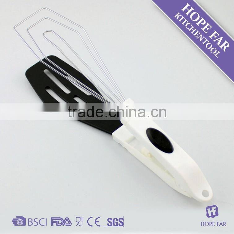 0600050 2 in 1 large size food tong with nylon and stainless steel wire function part