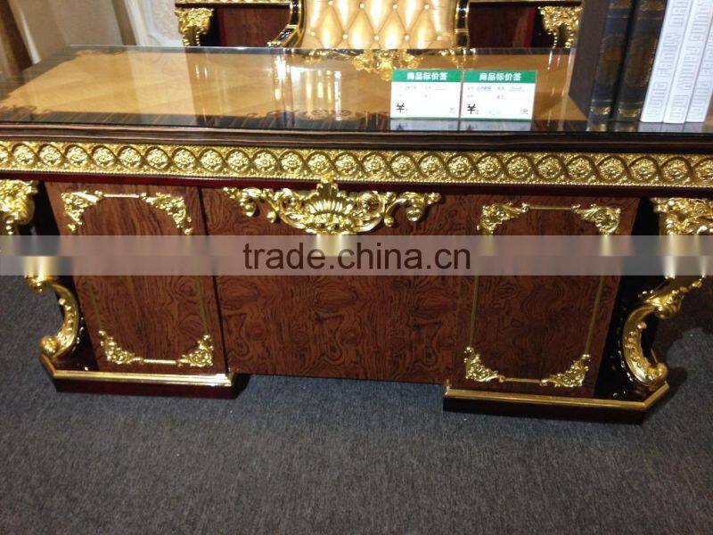 BISINI Baroque Collection Luxury Antique Working Desk and 4-Door Bookcase (BF01-02057)