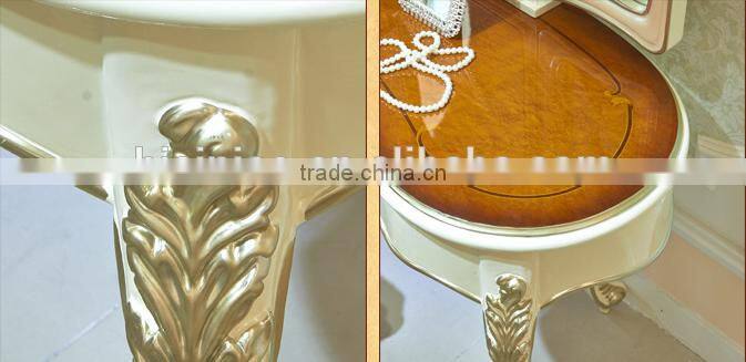 Palace Princess Desser and Stool, Wood Carved Dressing Table and Chair, European Bedroom Furniture Dresser Set (BF01-ML032)