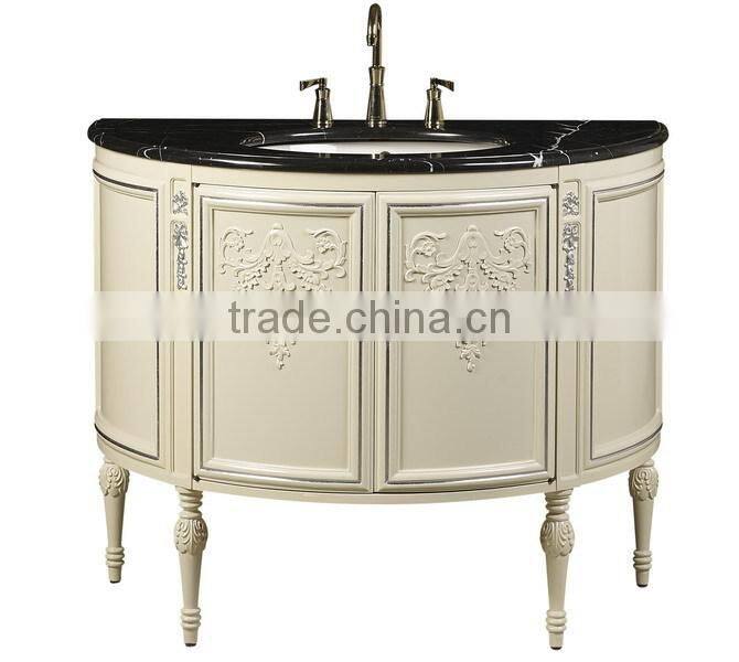 Luxury Hand Carved Wooden Bathroom Vanity Set, Retro Wooden Bathroom Vanity Cabinet With Double Sink