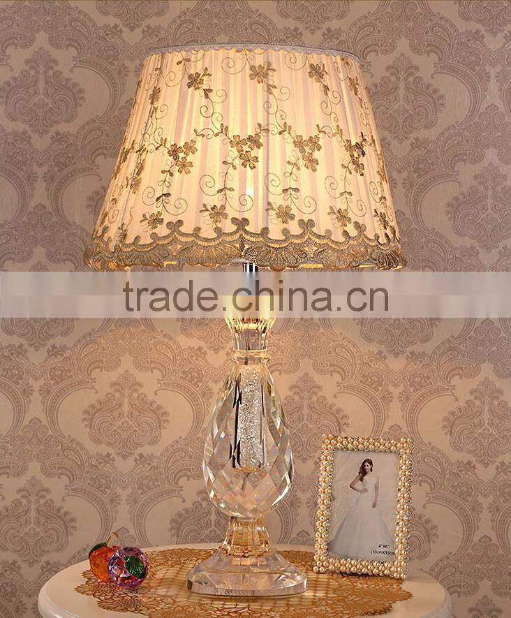 Graceful lace lampshade clear K9 crystal table lamp