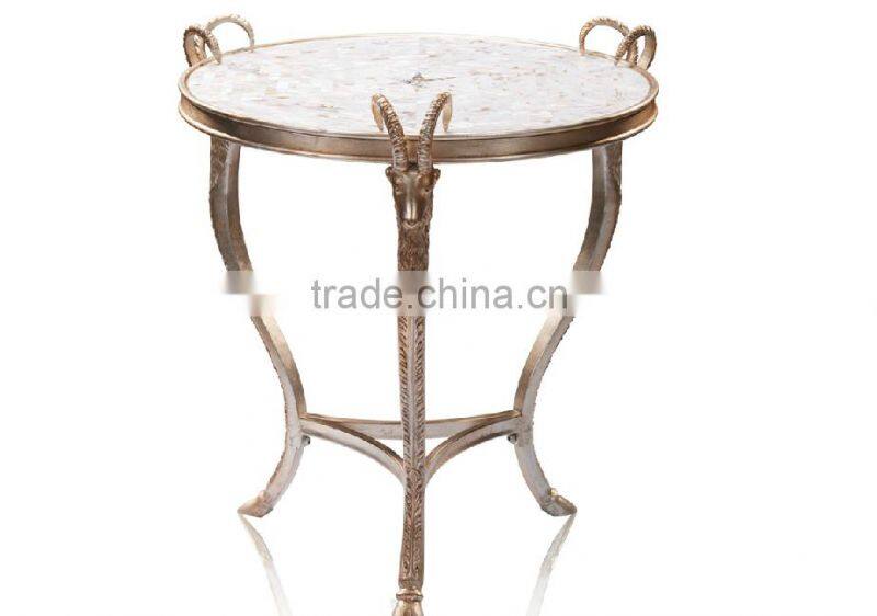 Animal Design Small Round Coffee Table, Antique French Design Small Side Table