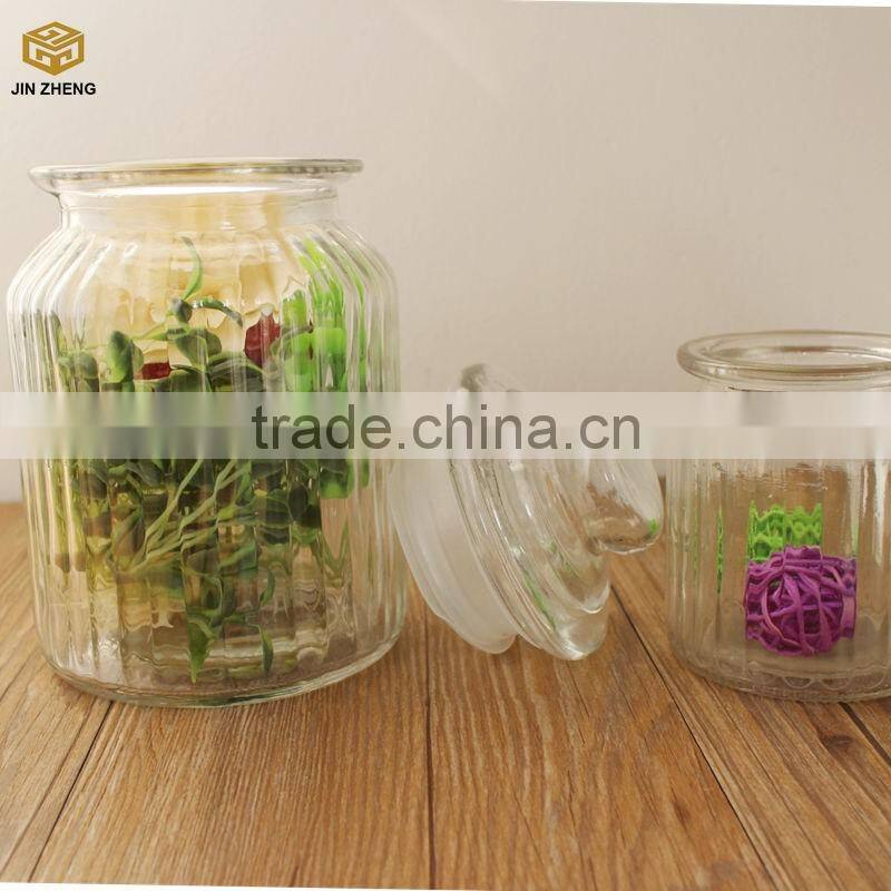 Home Vintage Mason Ribbed Glass Canister storage jar