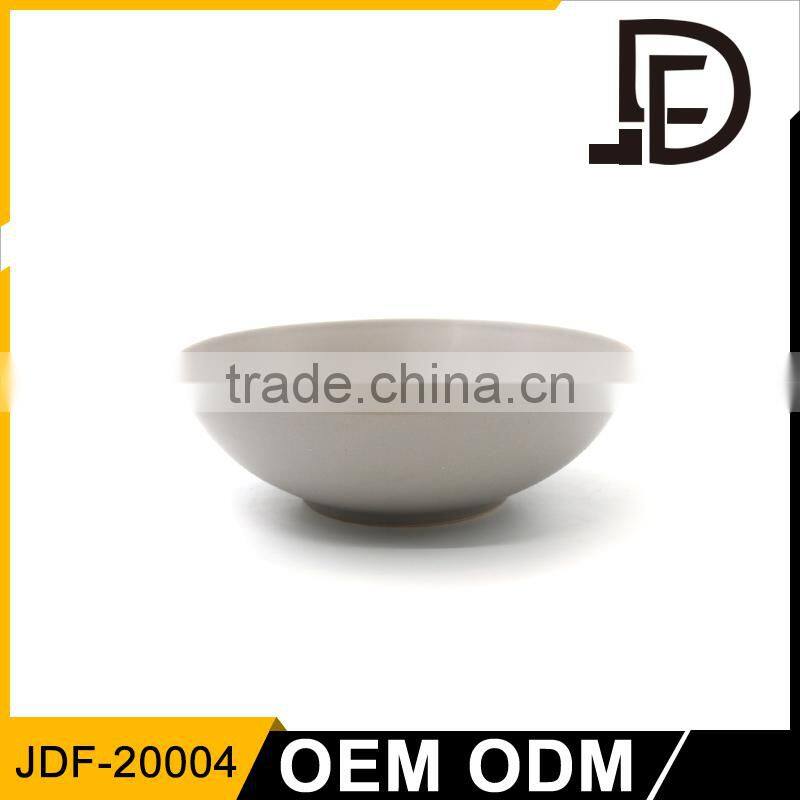 Eco friendly 7.5 inch round shaped plain brown porcelain bowls for hotel and restaurant