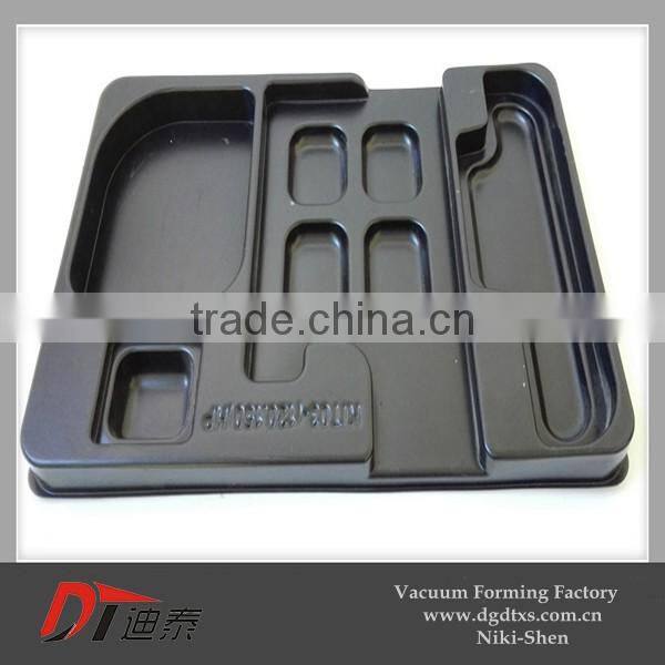 ABS rectangle inside plastic tray, the part of tool box by vacuum forming