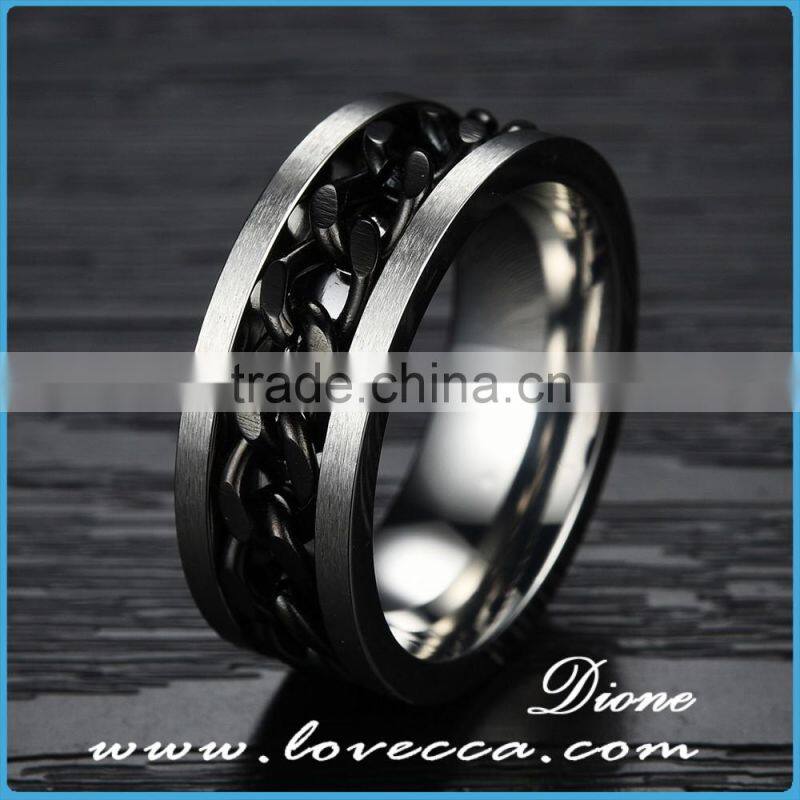 High quality Mens Black Smooth Titanium Stainless steel Biker Ring