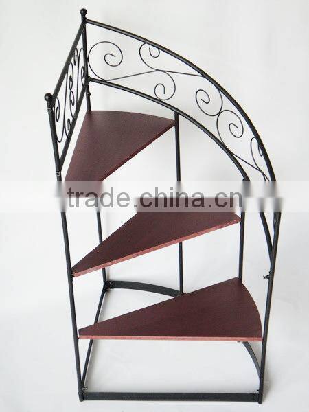 New Design 3 steps Metal Winding Staircase wrought iron plant stands
