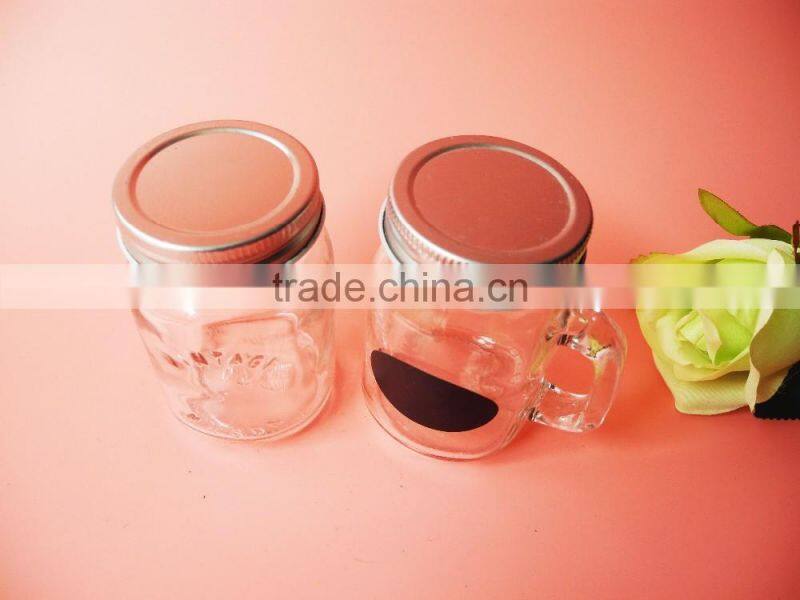 120ml baby use glass mason jar for ejuice with black frosted and tin lid